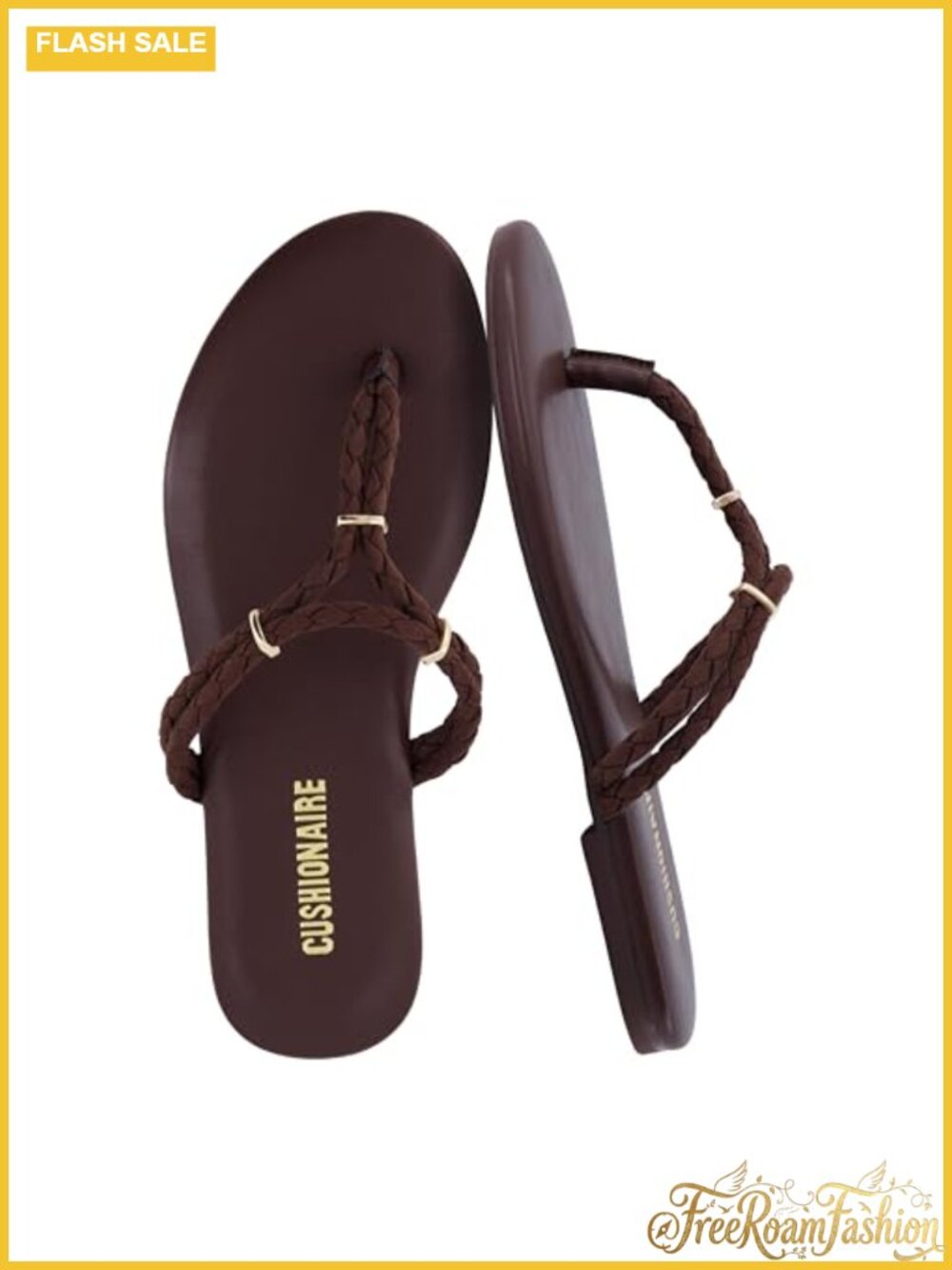 Braided Thong Flip Flops Memory Foam Water Resistant Slip On Beach Sandals